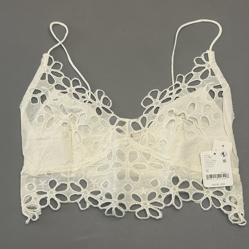 Intimately Free People Asteria Bralette Optic White Size Medium Boho Festival